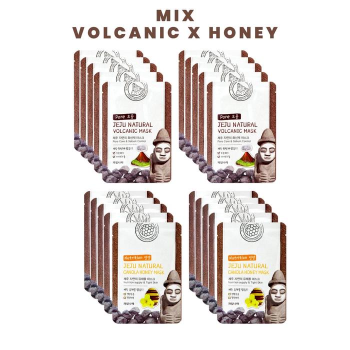 Gambar 20 pcs Jeju Natural Sheet Mask GREEN TEA Original Korea Masker Wajah - Honey+Volcanic dari Jiwoone Beauty undefined Tokopedia