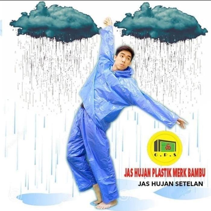 Gambar Jas Hujan Plastik Tebal Berkualitas - Jas Hujan Dewasa Setelan Celana - Biru dari Aurel Babyshop undefined Tokopedia