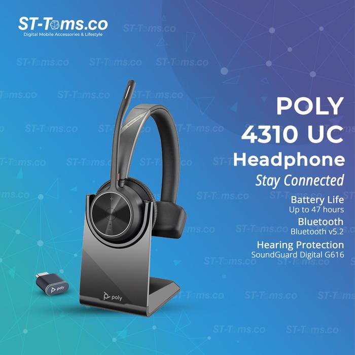 Gambar Poly Voyager 4310 Mono Headphone Wireless Business With Charging Stand - UC USB-C dari ST-Toms.co undefined Tokopedia