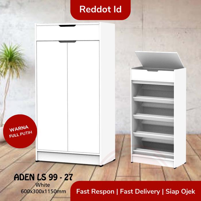 Gambar Rak Sepatu Lemari Minimalis Aden Modern dan Aesthetic 60x30x115cm - ADEN Full Putih dari REDDOT ID undefined Tokopedia