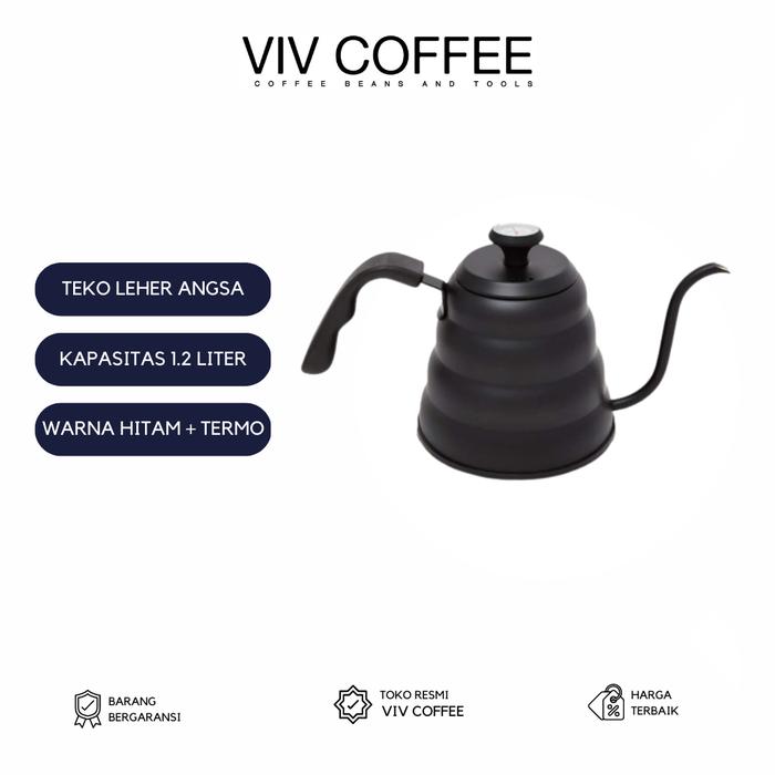 Gambar Coffee Maker Pot V60 Drip Kettle Teko Barista 1200ML with Thermometer - 1.2 Liter dari Viv Coffee undefined Tokopedia