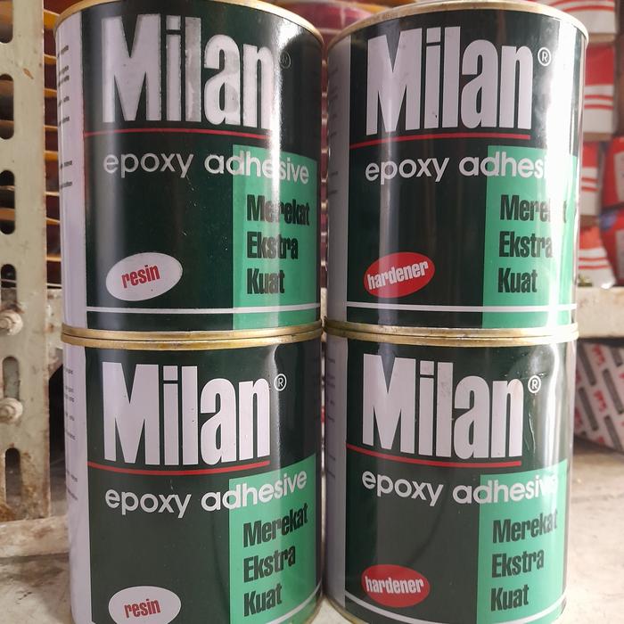 Jual Lem Epoxy MILAN ADHESIVE Resin + Hardener 1 set 2 kaleng(2kg set