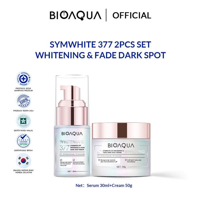 Gambar BIOAQUA SymWhite 377 Whitening & Fade Dark Spot Paket Skincare Set - Serum+Cream dari BIOAQUA Official Store undefined Tokopedia