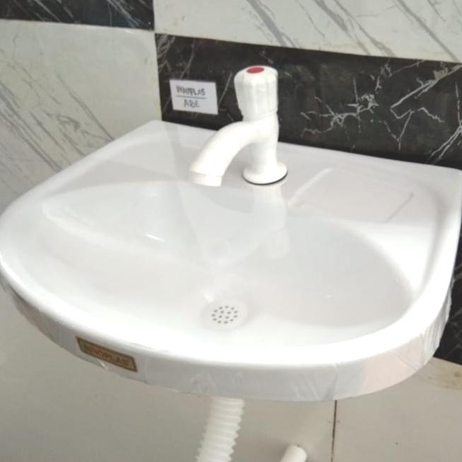 Gambar Washtafel Plastik ABS Washtafel Dinding Wastafel Washtafel PVC Tebal - Putih dari GOKK undefined Tokopedia