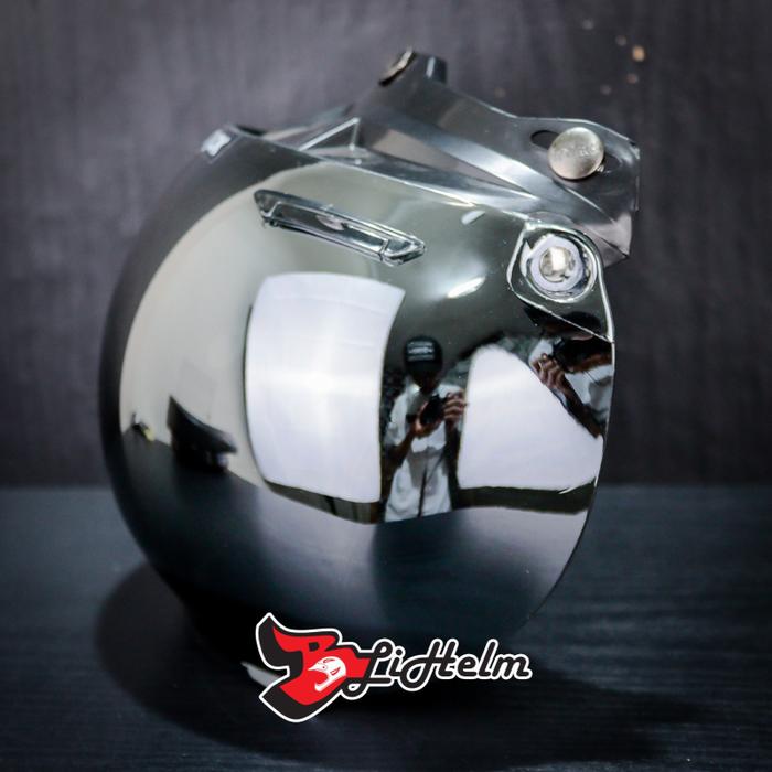 Gambar KACA HELM RETRO INJAK | COATING | VISOR MODEL BOGO CEMBUNG - SILVER dari Bli Helm undefined Tokopedia