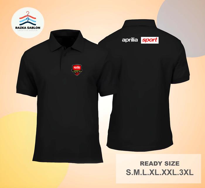 Gambar Kaos Kerah Sablon Aprilia Raceing Team Sport Production Kaos Dewasa - Hitam, S dari Razka One Store undefined Tokopedia