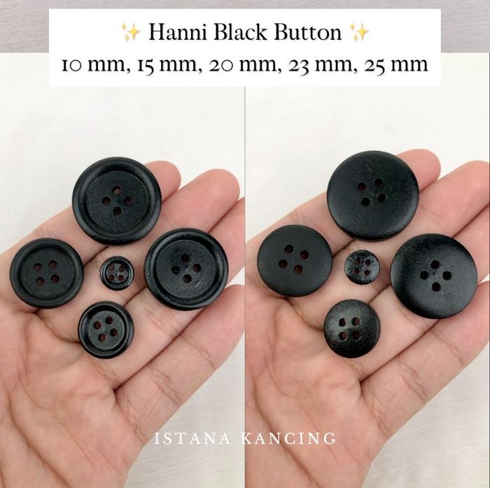 Gambar Kancing Lubang 4 LUSINAN Hanni Button Kancing Kayu Motif Polos - Black, 10mm dari Istana Kancing undefined Tokopedia