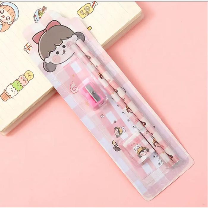 Gambar SET ALAT TULIS SEKOLAH 5 in 1 KARAKTER LUCU MINI STATIONERY PENSIL SET - Cute Girl dari Xtramart001 undefined Tokopedia