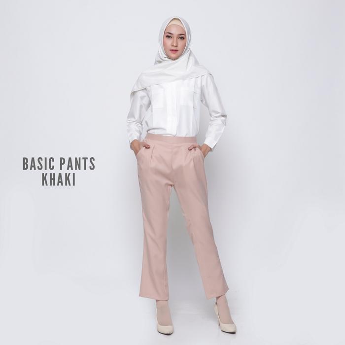 Gambar FEMINE Basic Pants - Celana Panjang Bawahan Wanita Muslim - Khaki dari Vamos IND undefined Tokopedia