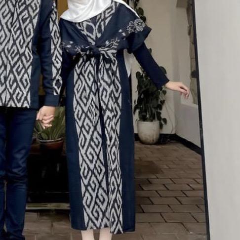 Gambar baju couple keluarga motif toraja biru - Dress, M dari baju tenun undefined Tokopedia
