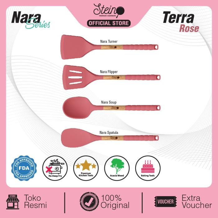 Gambar Steincookware Spatula Sutil Nara Quartet Set 4in1 - Terra Rose dari Trinity Kitchen undefined Tokopedia