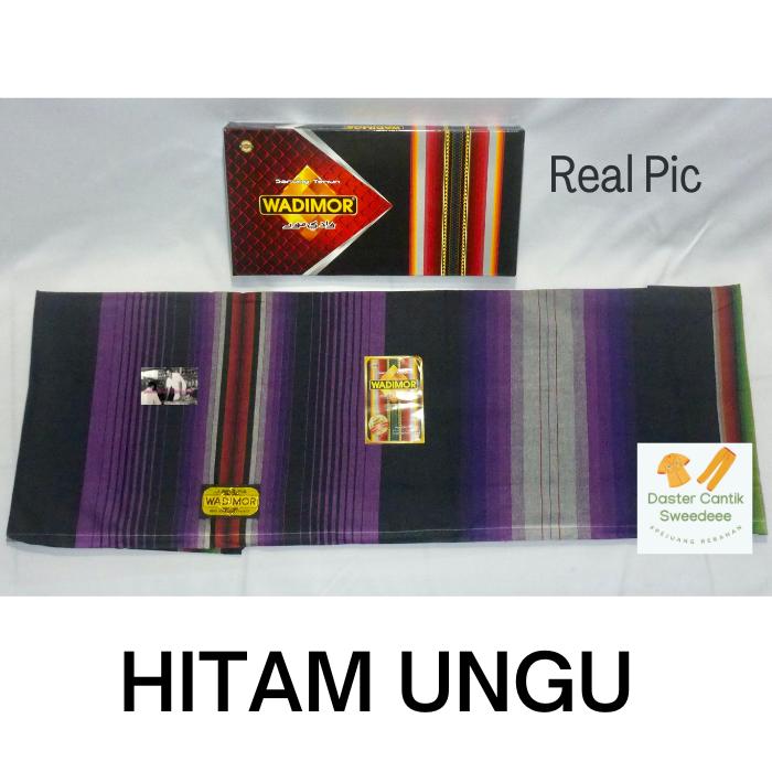 Gambar Sarung sholat pria dewasa wadimor ORI motif salur polos bagus tenun - 3D HITAM UNGU dari Daster Cantik Sweedeee undefined Tokopedia