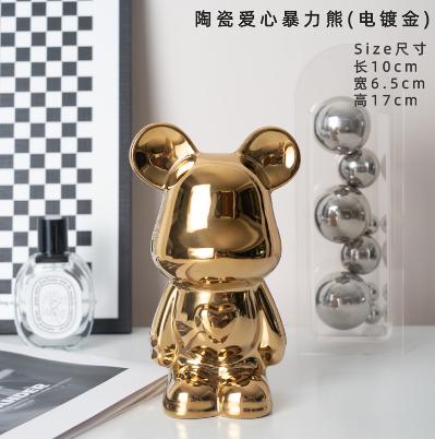 Gambar Cute Bear Display Ceramic/ Pajangan Beruang Lucu Bearbrick Meja 18cm - gold dari mode shop online store undefined Tokopedia