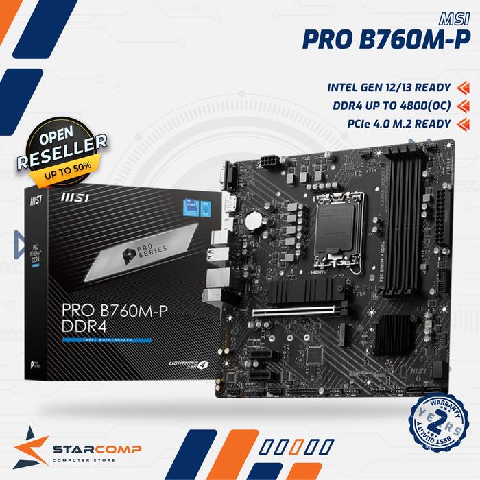 Gambar MSI PRO B760M-P DDR4 Mobo Intel B760 LGA 1700 DDR4 m-ATX Gen 12 / 13 dari Starcomp Origin undefined Tokopedia