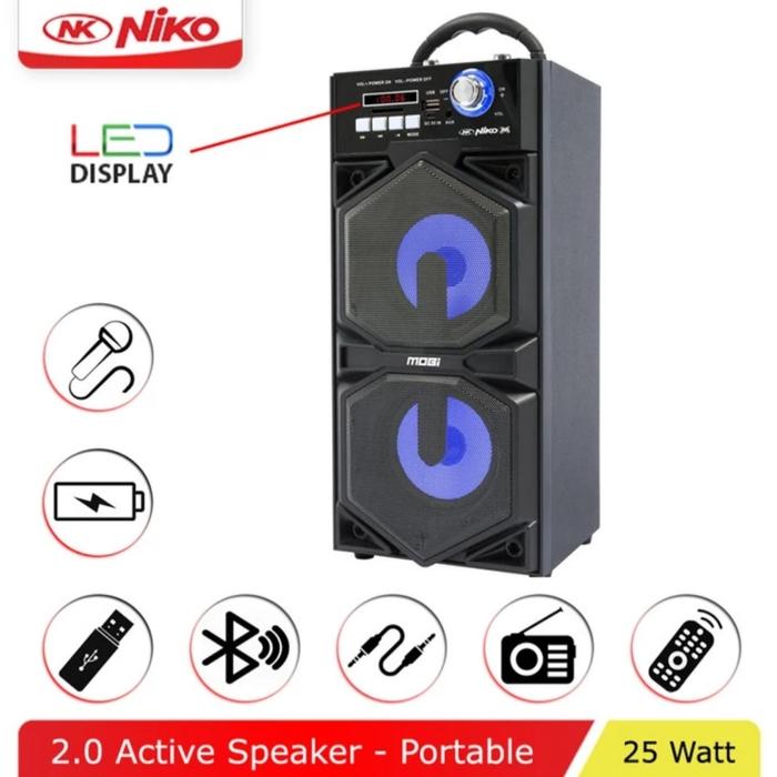 Gambar Speaker Portable 2.0 NIKO MOBI Bluetooth 4 inch 25 Watt - Hitam dari VIXION HOME SOLUTION undefined Tokopedia