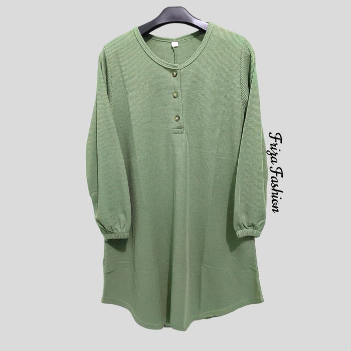 Gambar TUNIK KAOS POLOS WANITA BUSUI KANCING DEPAN - Sage dari Friza Fashion undefined Tokopedia