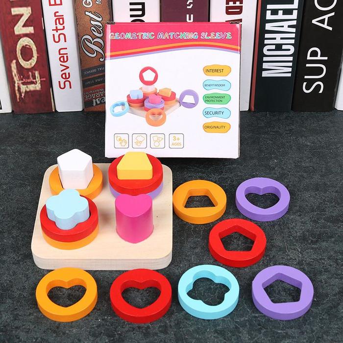 Gambar Shape Matching Game Mainan Edukasi Geometri Mainan Montessori Anak - A dari Toko Manja Toped undefined Tokopedia