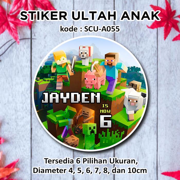 Gambar STIKER LABEL ULANG TAHUN ANAK MINECRAFT STICKER TUMPENG MINI SOUVENIR - Minecraft, 8cm = 16pcs dari Tazkia Sticker undefined Tokopedia