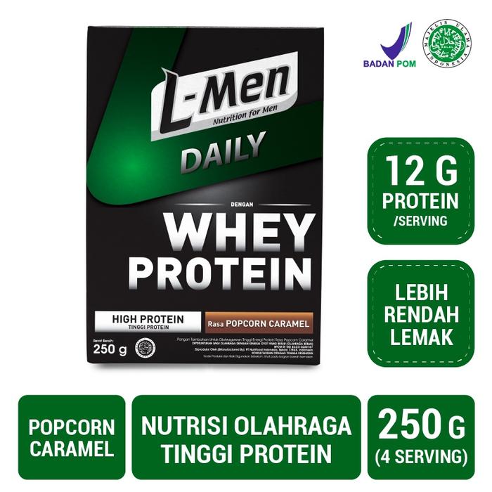 Gambar L-Men Daily 250gr - LMen Whey Protein Suplemen Fitnes 250 gr - Popcorn Caramel dari SoniaShop.Tokopedia undefined Tokopedia