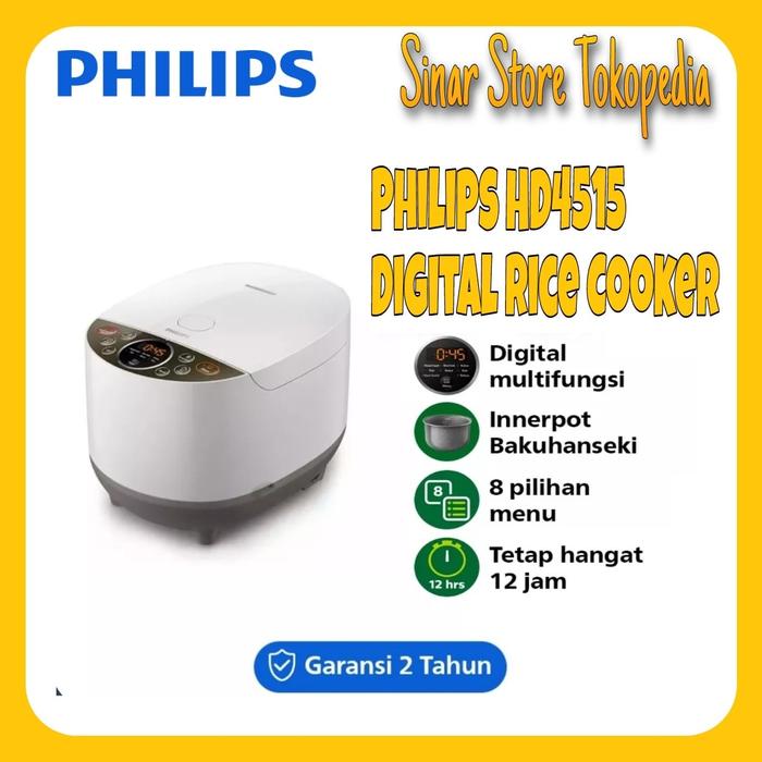 Gambar Philips Digital Rice Cooker 1.8L - HD4515 Garansi Resmi - Putih dari Sinar Store1 undefined Tokopedia