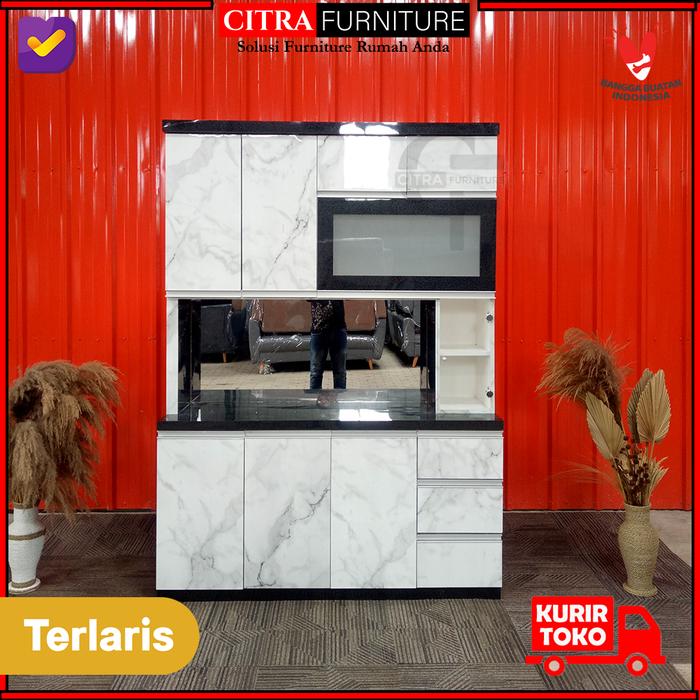 Gambar Lemari Piring 4 pintu HPL Multiplek Hidrolik | Rak Piring Kitchen set - MOTIF-A dari Citra furniture undefined Tokopedia