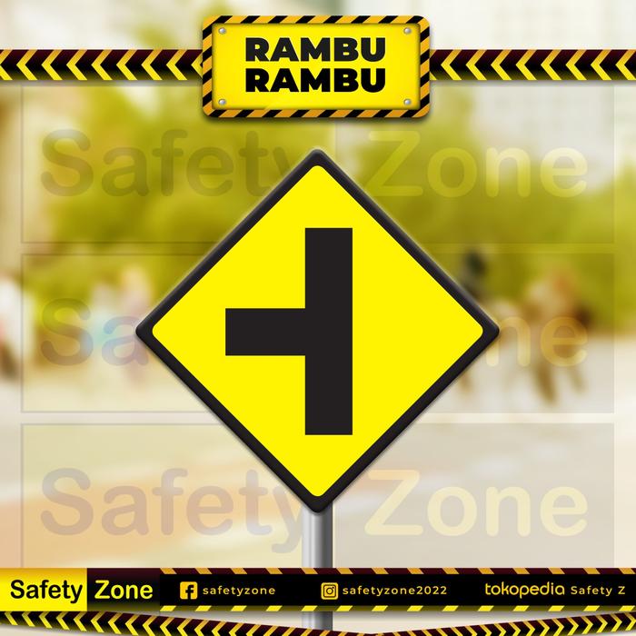Gambar RAMBU PERSIMPANGAN TIGA KIRI UK 60x60cm - PLAT dari Safety Z undefined Tokopedia