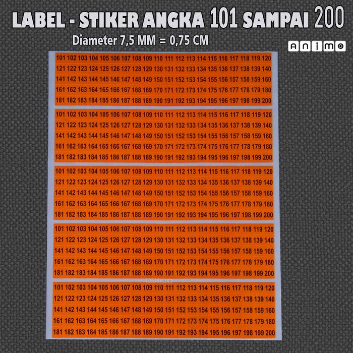 Gambar LABEL / STIKER ANGKA WARNA - STICKER NUMBERING 101 SAMPAI 200 - Orange dari ANIMO LABEL undefined Tokopedia