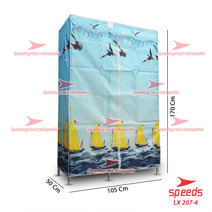 Gambar SPEEDS Lemari Baju Lemari Kain Bongkar Pasang pakaian rak LX 207 - 207-4 Stainless dari Speedshome undefined Tokopedia