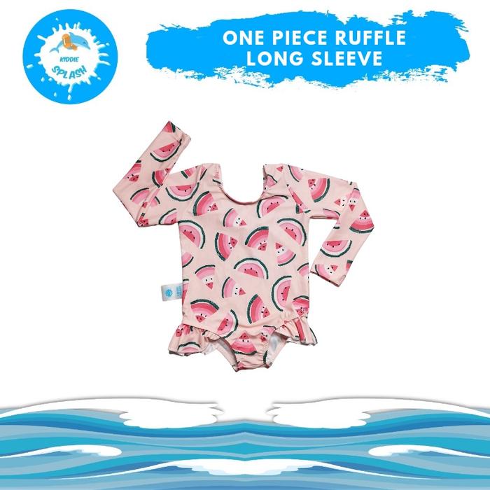 Gambar Baju Renang Swim Anak Perempuan One Piece Tangan Panjang KIddie Splash - Pink Watermelon, XS dari kiddiesplashofficial undefined Tokopedia
