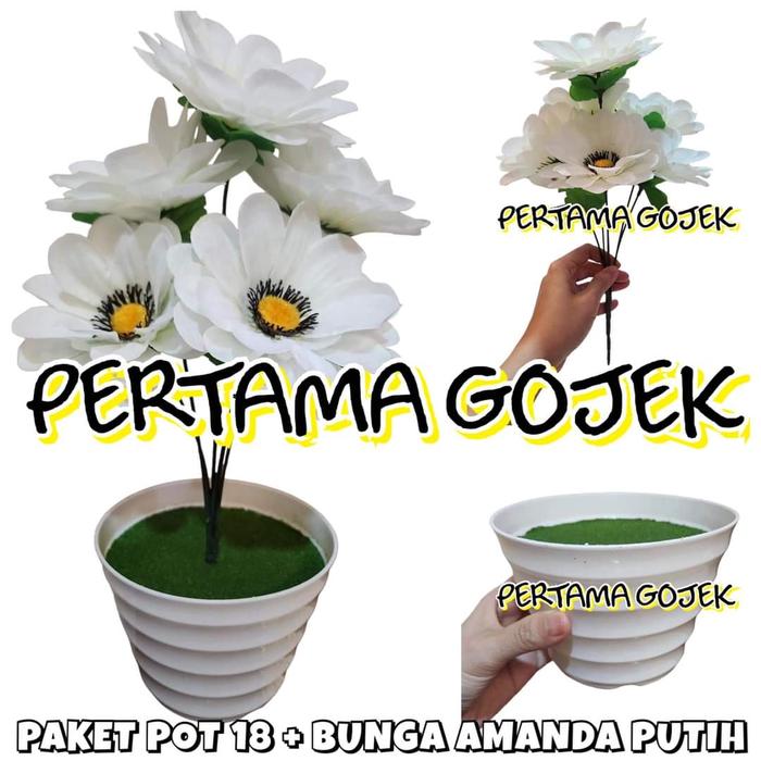 Gambar Bouquet Bunga Amanda/ Bunga Plastik/ Pajangan Plastik/ Rumput Plastik - Putih dari PERTAMA GOJEK undefined Tokopedia