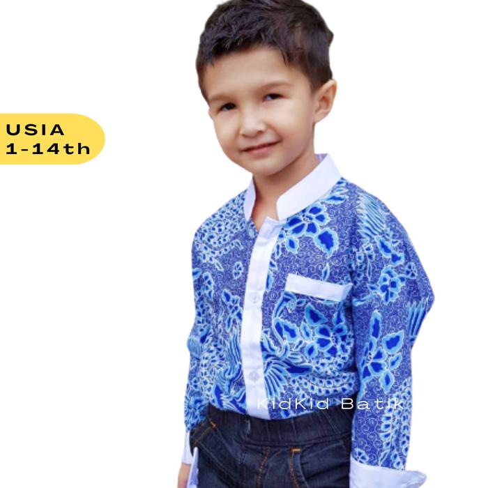 Gambar Kemeja Batik Anak Lengan Panjang Baju Batik Anak laki Koko 3-12 th - 3-4 tahun dari Kidkid Batik undefined Tokopedia