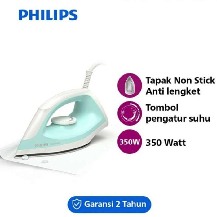 Gambar Setrika Kering Philips DST0510 Dry Iron DST 0510 Gosokan Baju Strika - Hijau Muda dari Hasil Gemilang Surabaya undefined Tokopedia