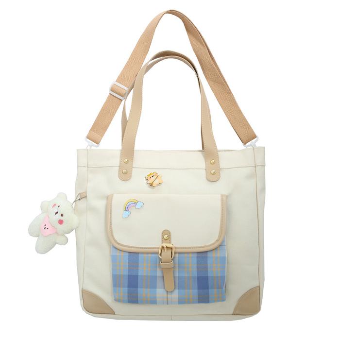 Gambar Mismi Nava Bag Tas Selempang Wanita Korean Style Checker Tote - 18N - Biru Muda dari Mismi Official Store undefined Tokopedia