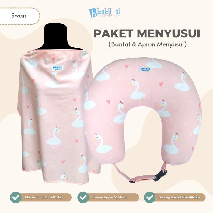Gambar Paket Bantal Menyusui FREE Apron - Little Kiky Motif Dino - Swan dari Aurel Babyshop undefined Tokopedia