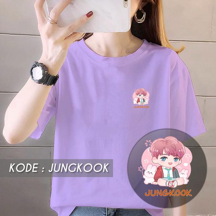 Gambar KAOS BTS JUNGKOOK UNGU ARMY WANITA TSHIRT BAJU WANITA PRIA COTTON - Dusty Pink, S dari Tokokulaku.Bike undefined Tokopedia
