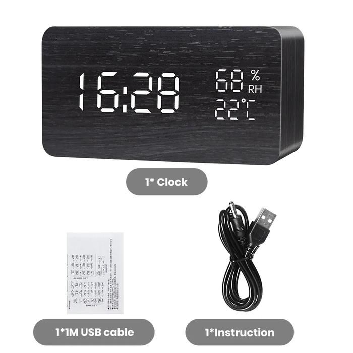 Gambar Jam meja model kayu alarm digital sensor suara voice kontrol-wood - CYP105 HUMIDITY dari KJ aksesoris elektronik undefined Tokopedia