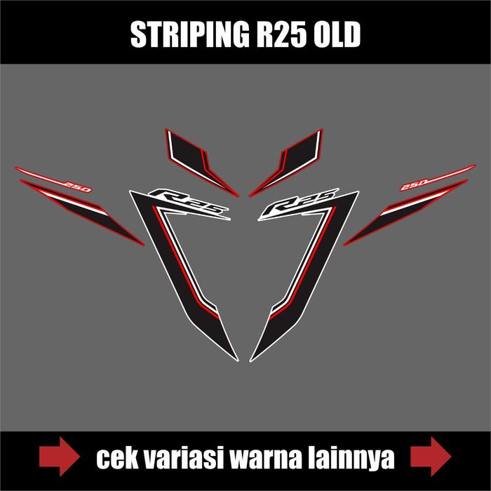 Gambar STIKER STRIPING YAMAHA R25 OLD / STICKER LIST GRAFIS R25 V1 - Hitam Lis Merah dari MubaroqSTRIPING undefined Tokopedia