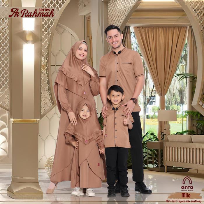 Gambar Sarimbit Baju Muslim Couple Seragam Keluarga Set Setelan ArRahma Milo - L, Kerudung Anak dari er_ye undefined Tokopedia