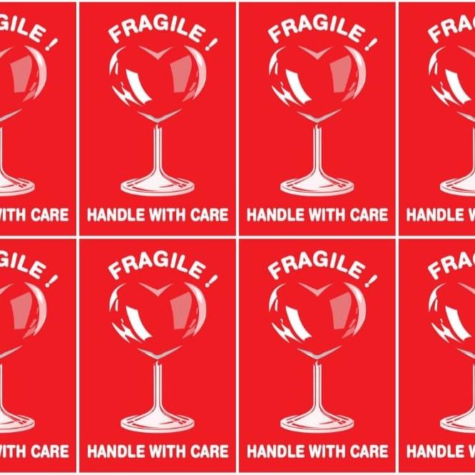 Gambar Sticker 'FRAGILE' Glossy Vinyl Waterproof, Kiss Cut, 5x7.5 cm, 28 pcs - Indonesia dari standing pouch print100 undefined Tokopedia