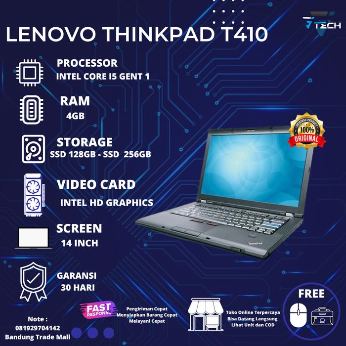 Laptop Lenovo ThinkPad T410 i5 Ram 8gb Ssd 240gb Mulus ram hdd 500