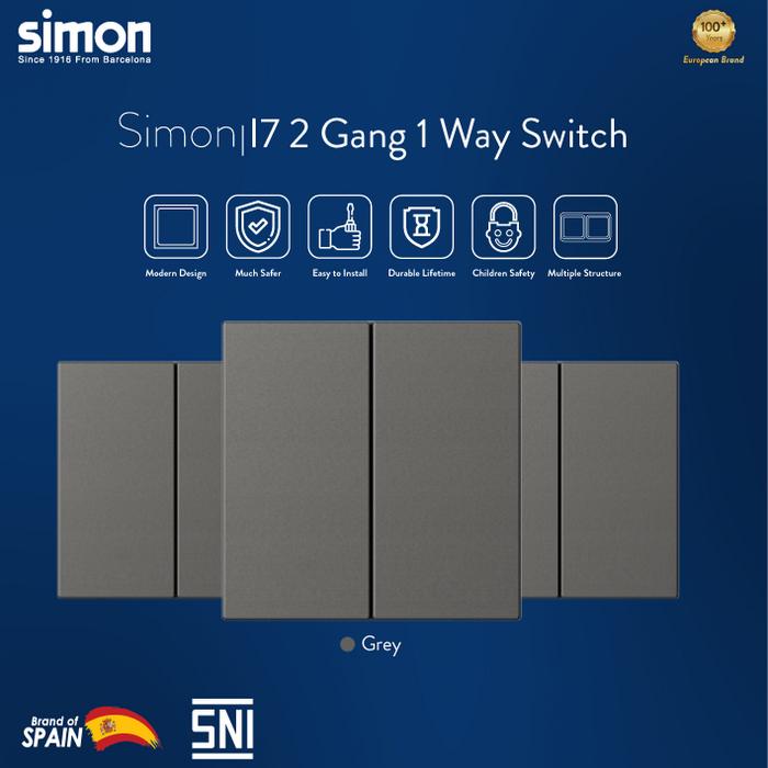 Gambar Simon I7 2 Gang 1 Way Switch Module - Grey dari Simon Official Store undefined Tokopedia