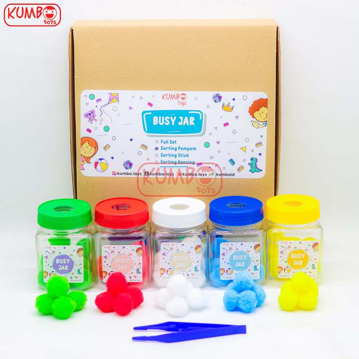 Gambar Mainan Montessori Busy Jar Fine Motoric Play Mainan Sensory - Sorting Pompom dari Kumboid undefined Tokopedia