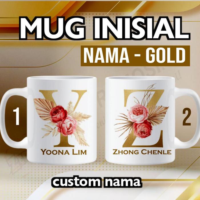 Gambar Mug Inisial Nama Tema GOLD PREMIUM - Custom Nama U - Z - Y - Z, 1 dari Zeropromosi undefined Tokopedia
