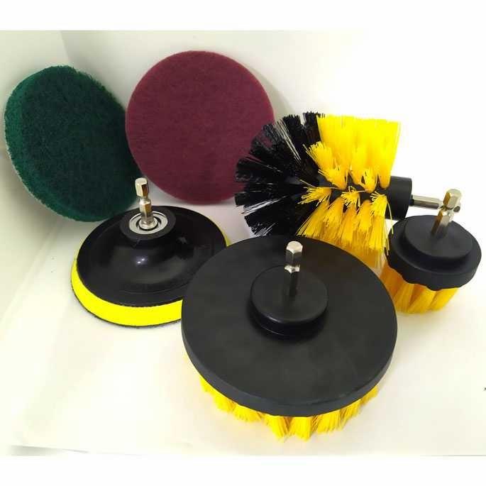 Gambar Kepala Sikat Bor Elektrik + Busa Pad Poles Gosok Set Mata Bor Sikat - 6pcs kuning dari Juragan Perkakas11 undefined Tokopedia