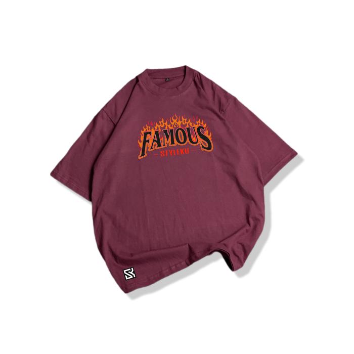Gambar KAOS DISTRO FAMOUS SABLON DIGITAL COTTON COMBED 30S UNISEX - Maroon, L dari JNOS.ID undefined Tokopedia