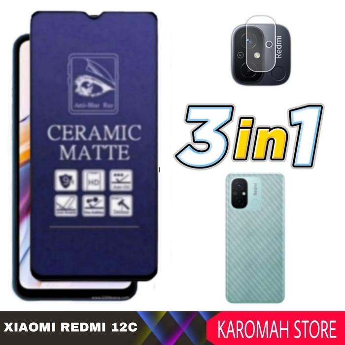 Gambar PAKET 3 INC 1 TEMPERED GLASS XIAOMI REDMI 12C MATTE ANTI BLUE - REDMI 12C, BLUE dari Karomah Store002 undefined Tokopedia
