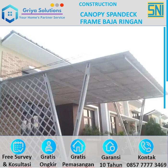 Gambar Kanopi Baja Ringan Atap Spandek Galvalum Minimalis Area JATENG & DIY dari PT. Griya Solutions undefined Tokopedia