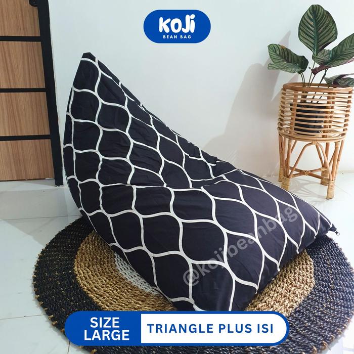 Gambar BEANBAG TRIANGLE DEWASA - BEAN BAG INCLUDE ISI KATUN MOTIF - curve hitam dari KojiBeanBag undefined Tokopedia