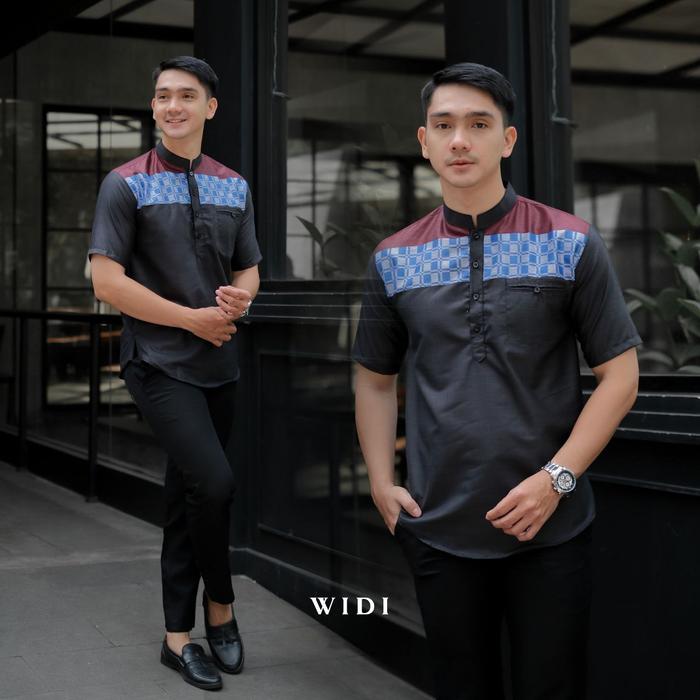 Gambar koko songket pria baju muslim kombinasi lengan pendek - Hitam, M dari Honi fashion undefined Tokopedia