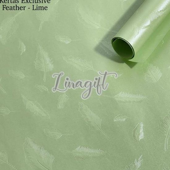 Gambar KERTAS EXCLUSIVE EMBOSSED FEATHER - GIFT WRAP PEARL PAPER / KERTAS - LIME dari hikmaastore undefined Tokopedia